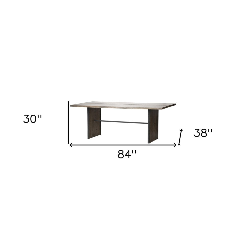 84" Brown Solid Wood Sled Base Dining Table on a white background