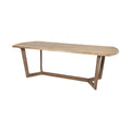 92" Natural And Brown Solid Wood Trestle Base Dining Table on a white background