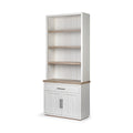 91" Brown And White Wood Three Tier Bookcase on a white background