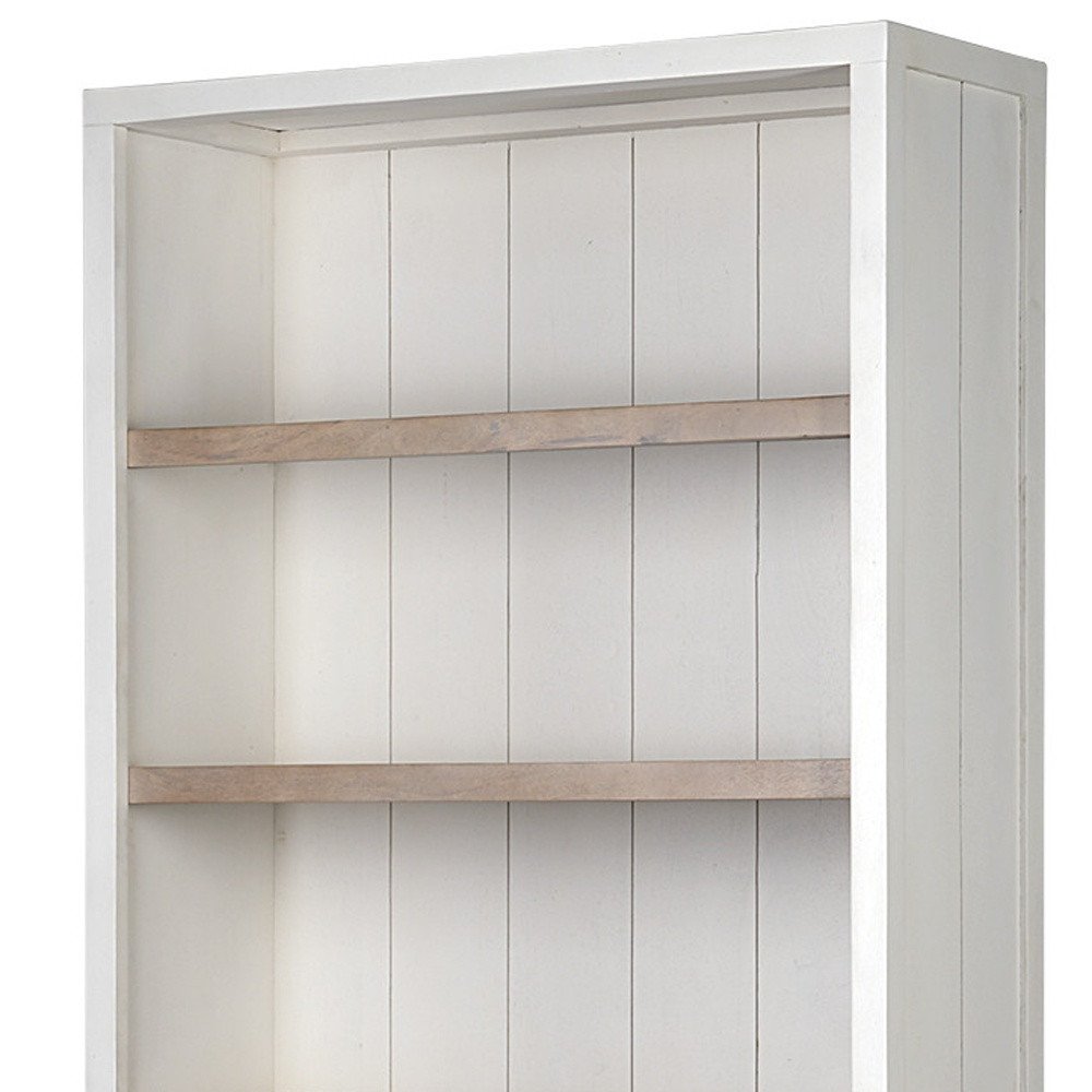 91" Brown And White Wood Three Tier Bookcase on a white background