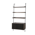 Dark Brown Metal and Wood Three Tier Ladder Bookcase on a white background