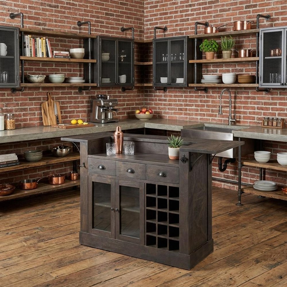 29" Gray Solid Wood Rolling Kitchen Island With Storage. Kitchen cart in gray wood.