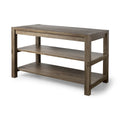 Brown Solid Wood Kitchen Island With Two Tier Smooth Counter Top on a white background