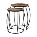 Set of Two 26" Black And Brown Solid Wood Round End Table - 26" H x 20" W x 20" D on a white background