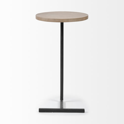 15" Natural and Black Solid Wood and Metal