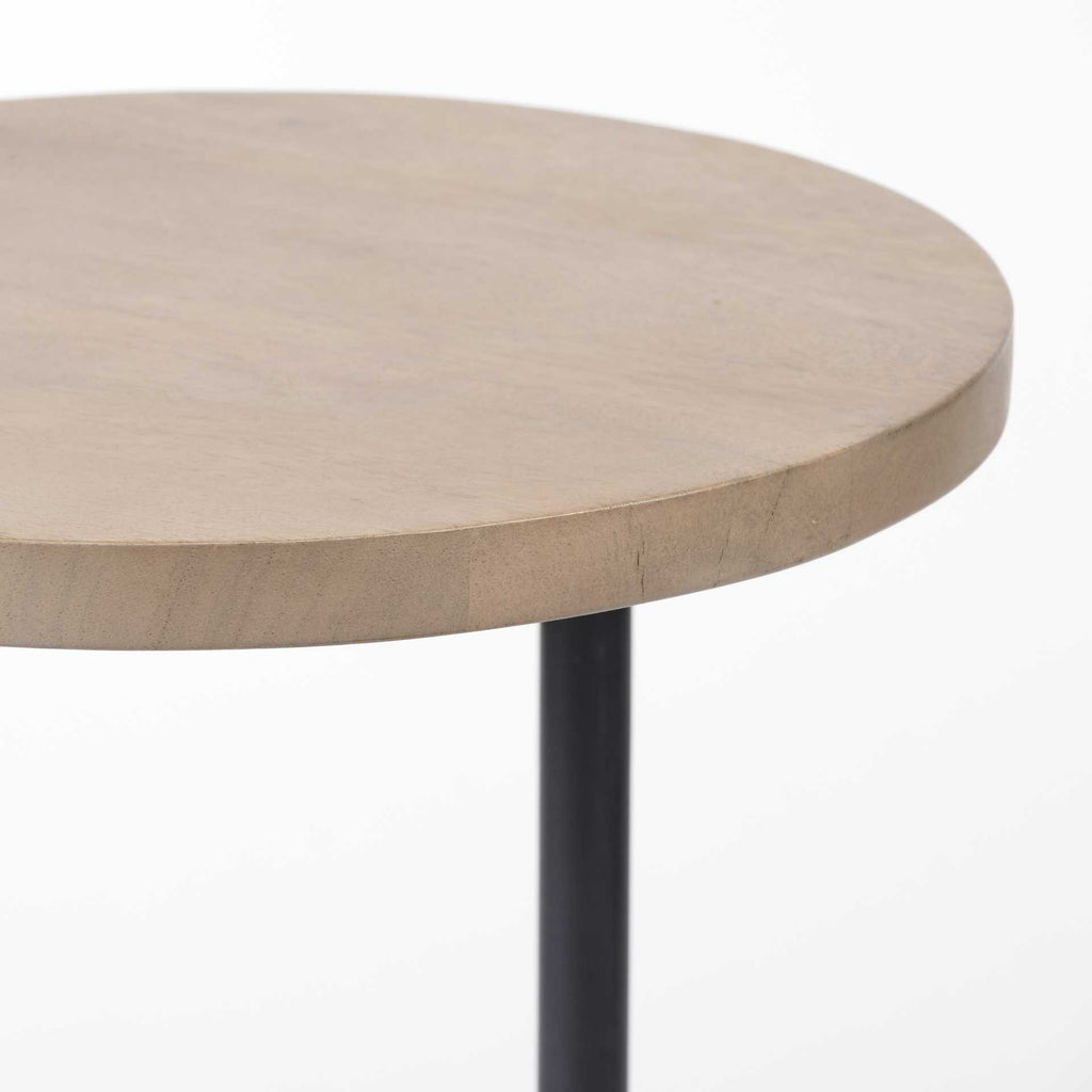15" Natural and Black Solid Wood and Metal