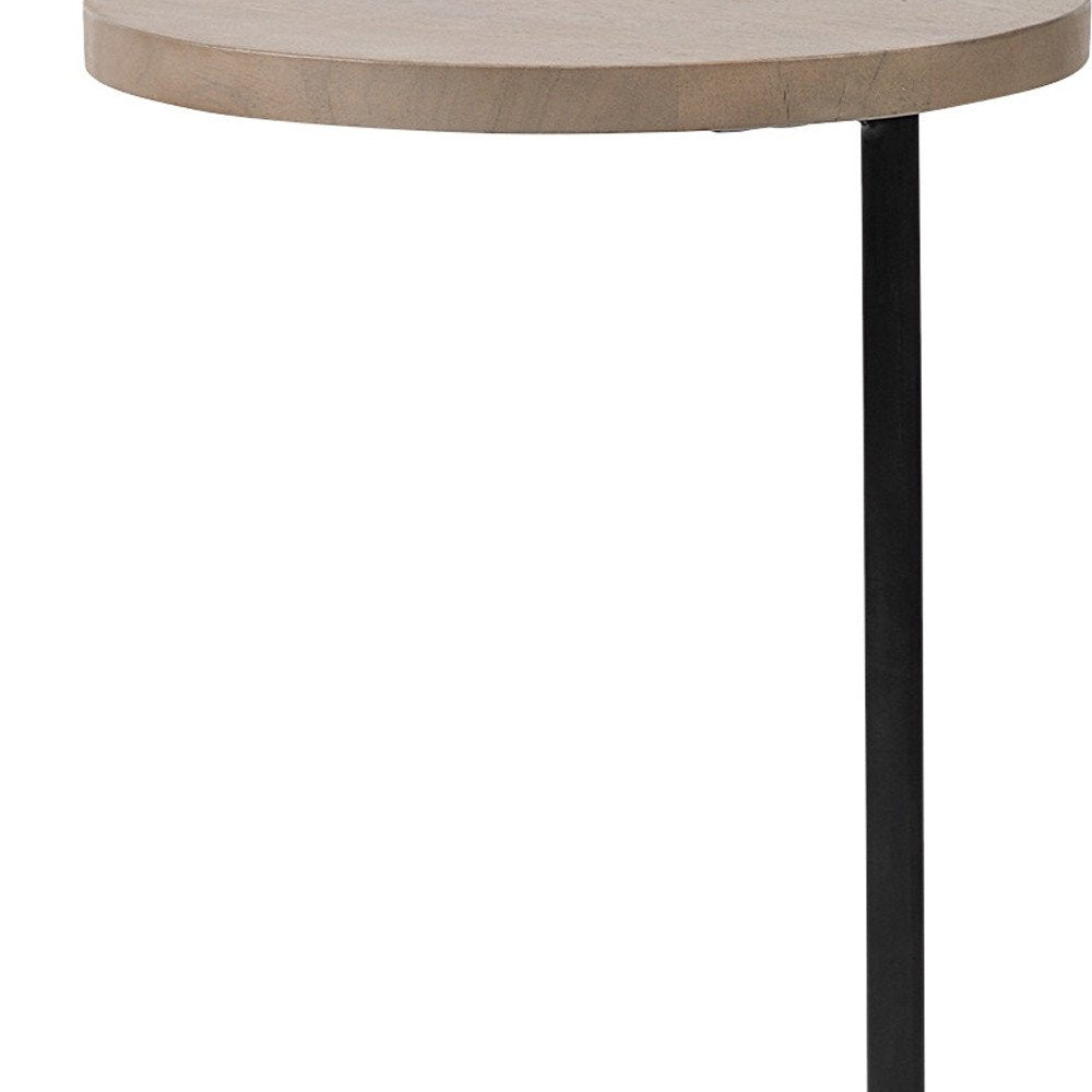 15" Natural and Black Solid Wood and Metal. Tray table isolated on a plain white background, showing a tan wood surface.