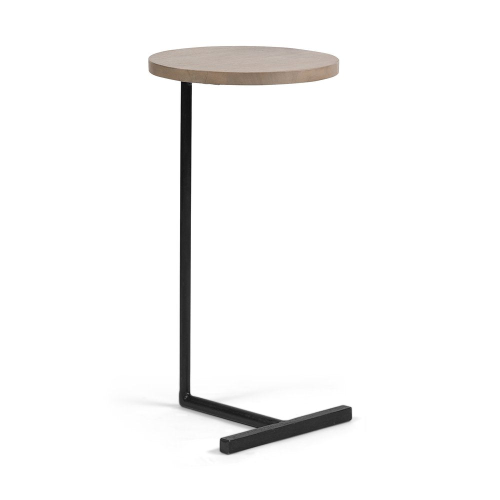 15" Natural and Black Solid Wood and Metal. Tray table isolated on a plain white background, in a black wood finish.