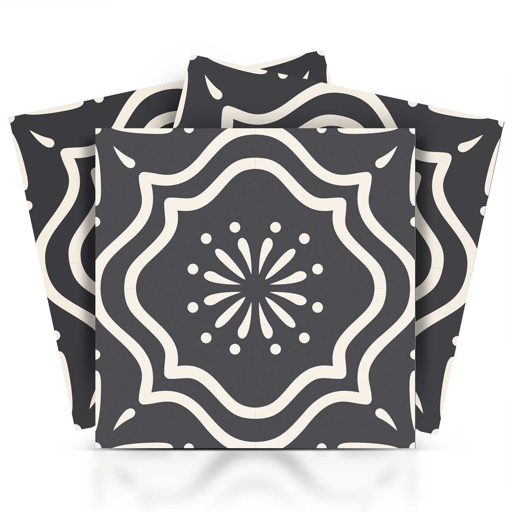 6" X 6" Burst Gray And White Peel And Stick Removable Tiles