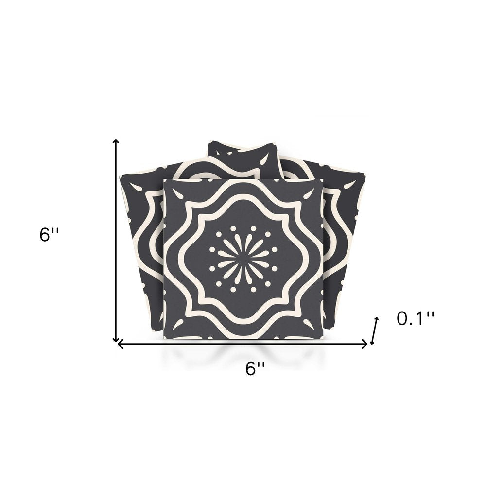 6" X 6" Burst Gray And White Peel And Stick Removable Tiles. Peel and stick tile isolated on a plain white background, finished in white.