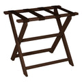 Earth Friendly Brown Folding Luggage Rack With Brown Straps on a white background