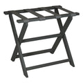 Earth Friendly Dark Gray Folding Luggage Rack With Gray Straps on a white background