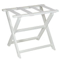 Earth Friendly White Folding Luggage Rack With White Straps on a white background