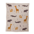 Zoo Animals Woven Knitted Baby Blanket on a white background