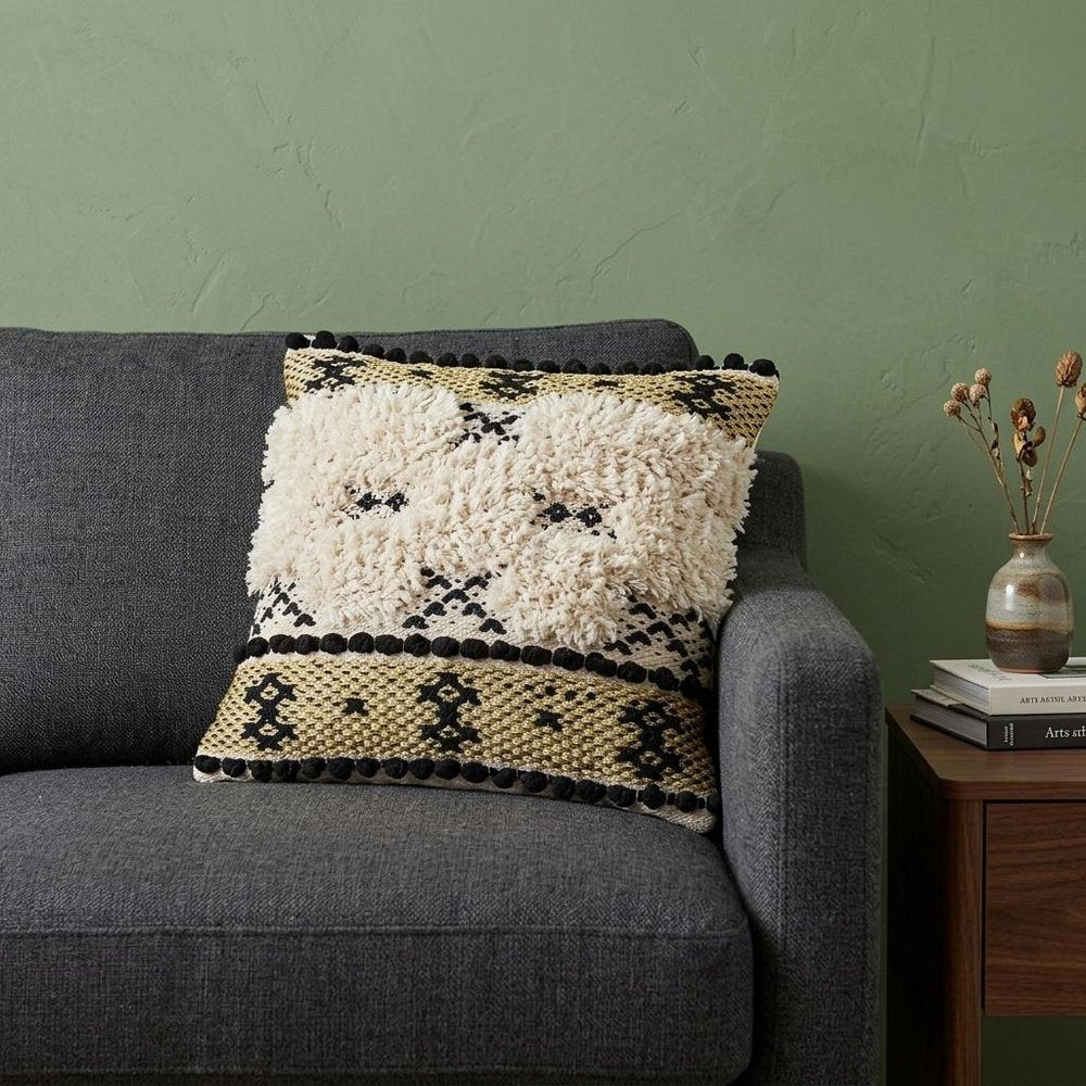 Shaggy Woven Throw Pillow in a home interior