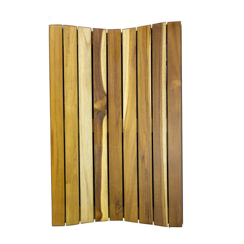 23" Brown Teak Slat Non Slip Bath Mat