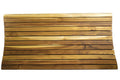 40" Brown Teak Slat Non Slip Bath Mat. Bath rug isolated on a plain white background, showing a brown teak surface.