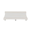 23" White Teak Slat Non Slip Bath Mat. Bath rug isolated on a plain white background, showing its white color.