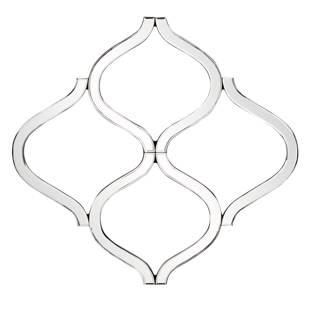Interlocking mirrored curved shapes with beveled edges on a white background.