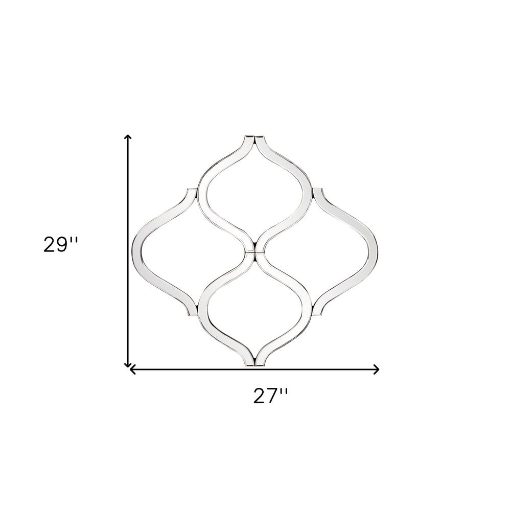 Interlocking Mirrored Curved Shapes With Beveled Edge on a white background