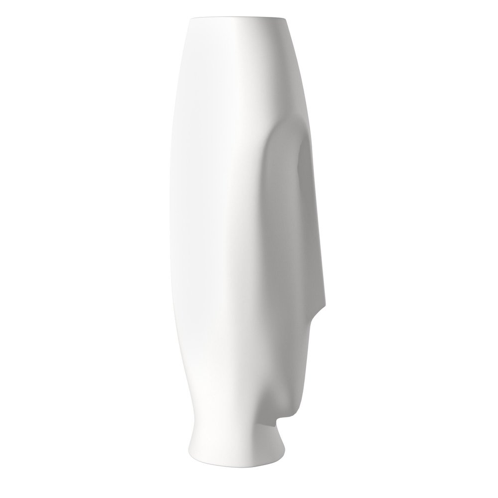 Set of Two Ceramic White Cylinder Table Vases on a white background
