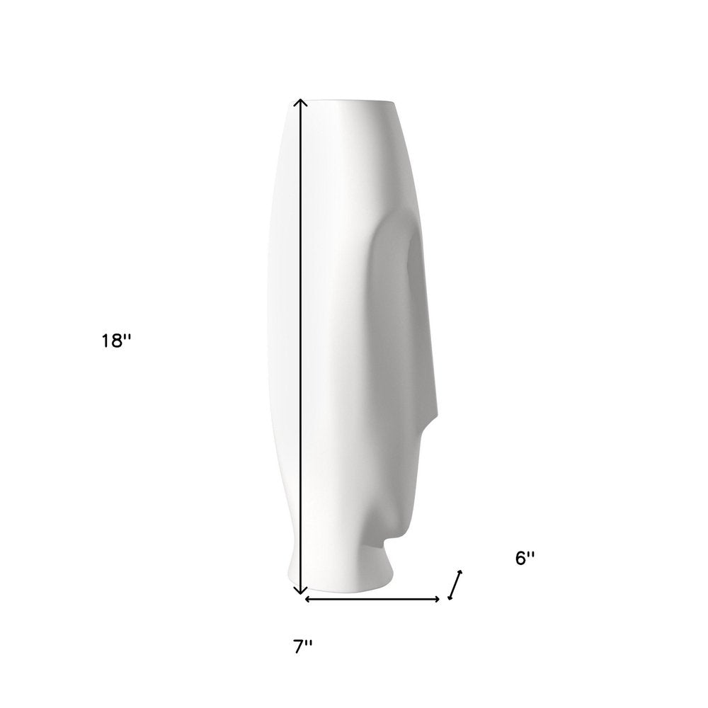 Set of Two Ceramic White Cylinder Table Vases on a white background
