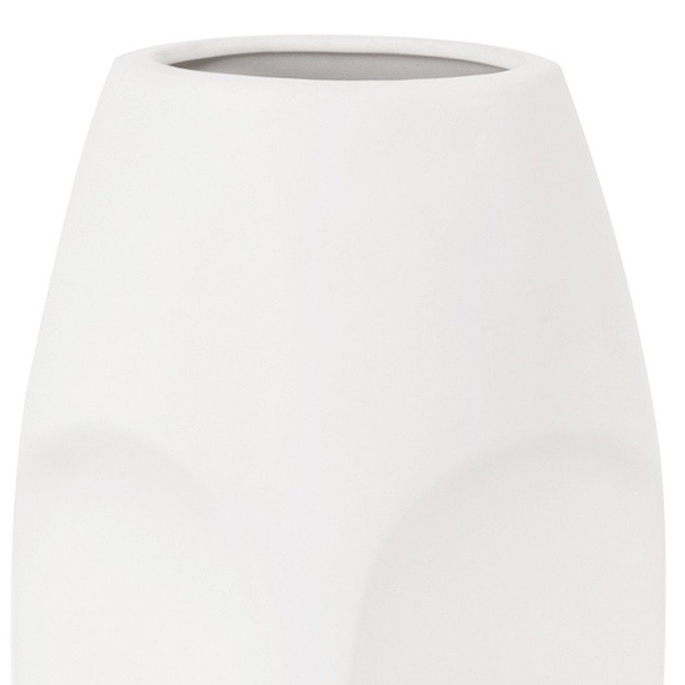 Set of Two Ceramic White Cylinder Table Vases on a white background