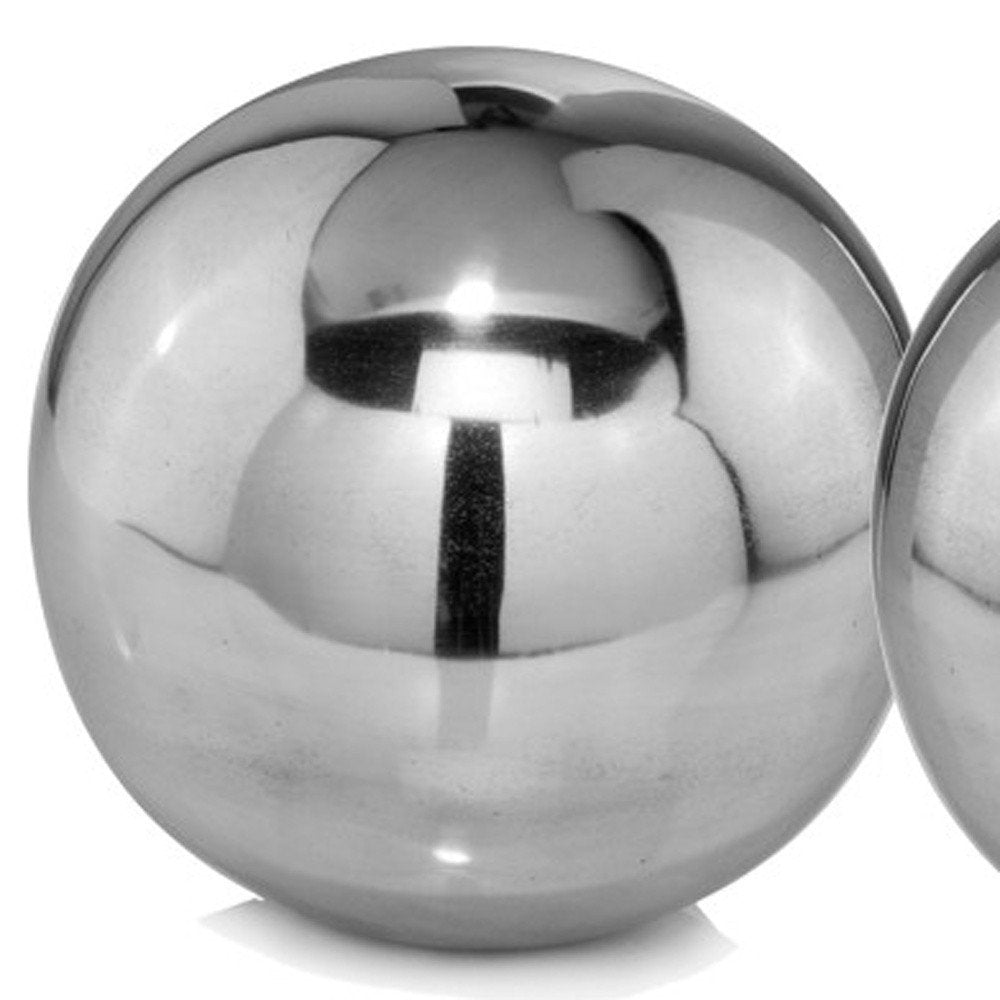 Set Of 2 Blue Aluminum Decorative Spheres 3'