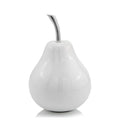 White Medium Pear Shaped Aluminum Accent Home Decor on a white background