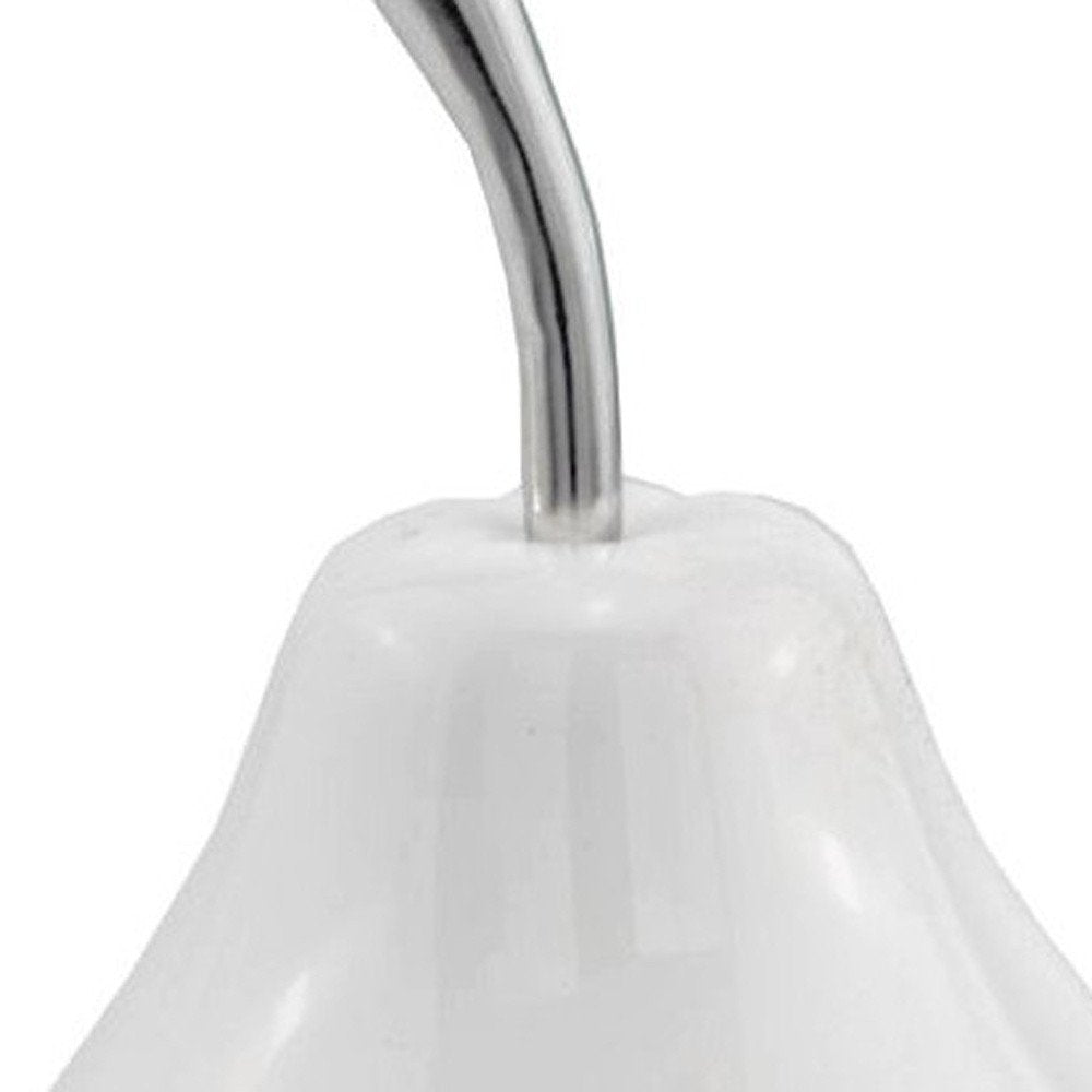 White Medium Pear Shaped Aluminum Accent Home Decor on a white background
