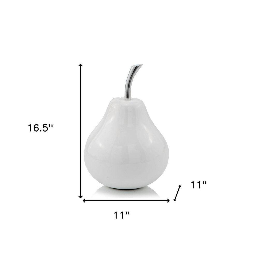 White Medium  Pear Shaped Aluminum Accent Home Decor