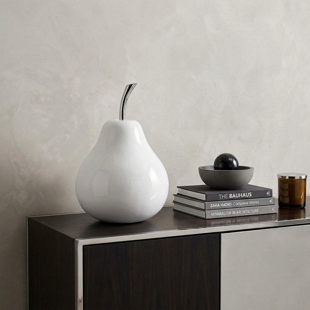 White Medium Pear Shaped Aluminum Accent Home Decor in a home interior