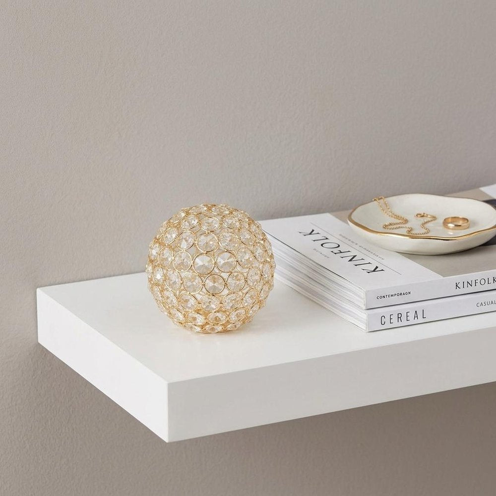 3" Gold Faux Crystal and Gold Decorative Orb Tabletop Sculpture