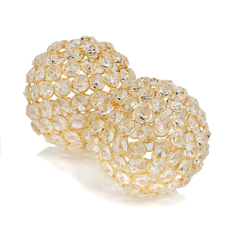 3" Gold Faux Crystal and Gold Decorative Orb Tabletop Sculpture