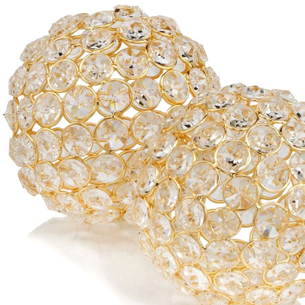 3" Gold Faux Crystal and Gold Decorative Orb Tabletop Sculpture