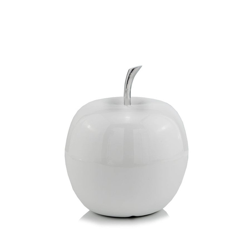 8" White Aluminum Decorative Apple Tabletop Sculpture