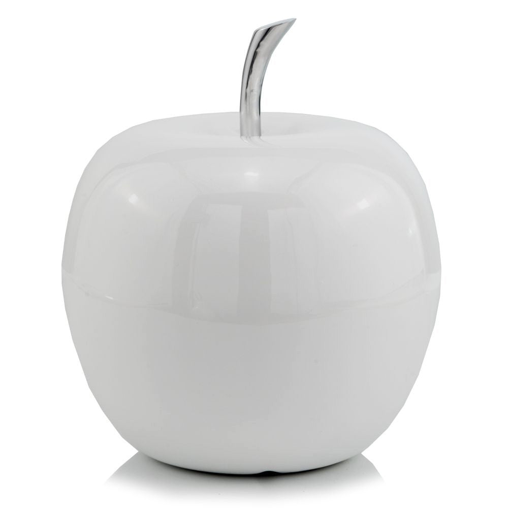 8" White Aluminum Decorative Apple Tabletop Sculpture