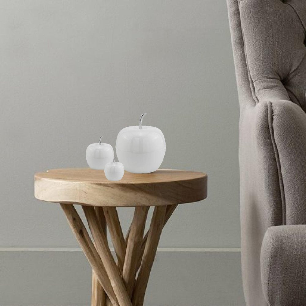 8" White Aluminum Decorative Apple Tabletop Sculpture