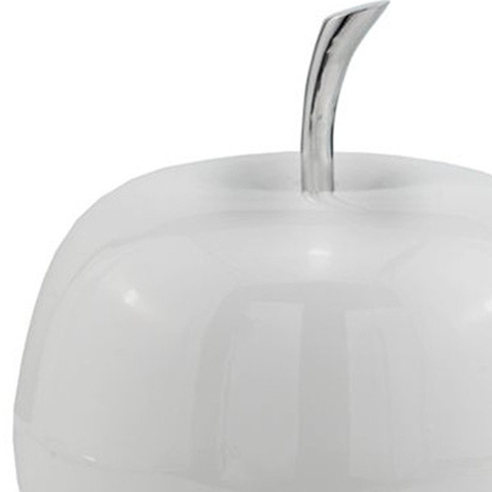 8" White Aluminum Decorative Apple Tabletop Sculpture
