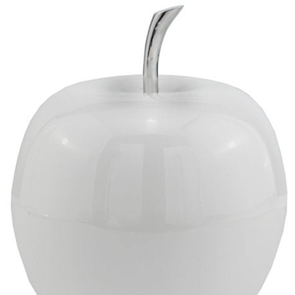 8" White Aluminum Decorative Apple Tabletop Sculpture