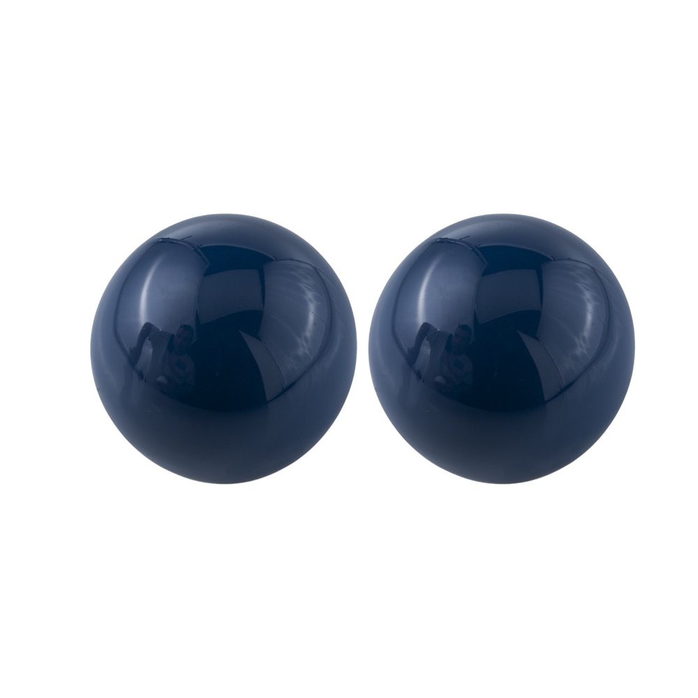 Set of Two Yellow Aluminum Decorative Orbs on a white background