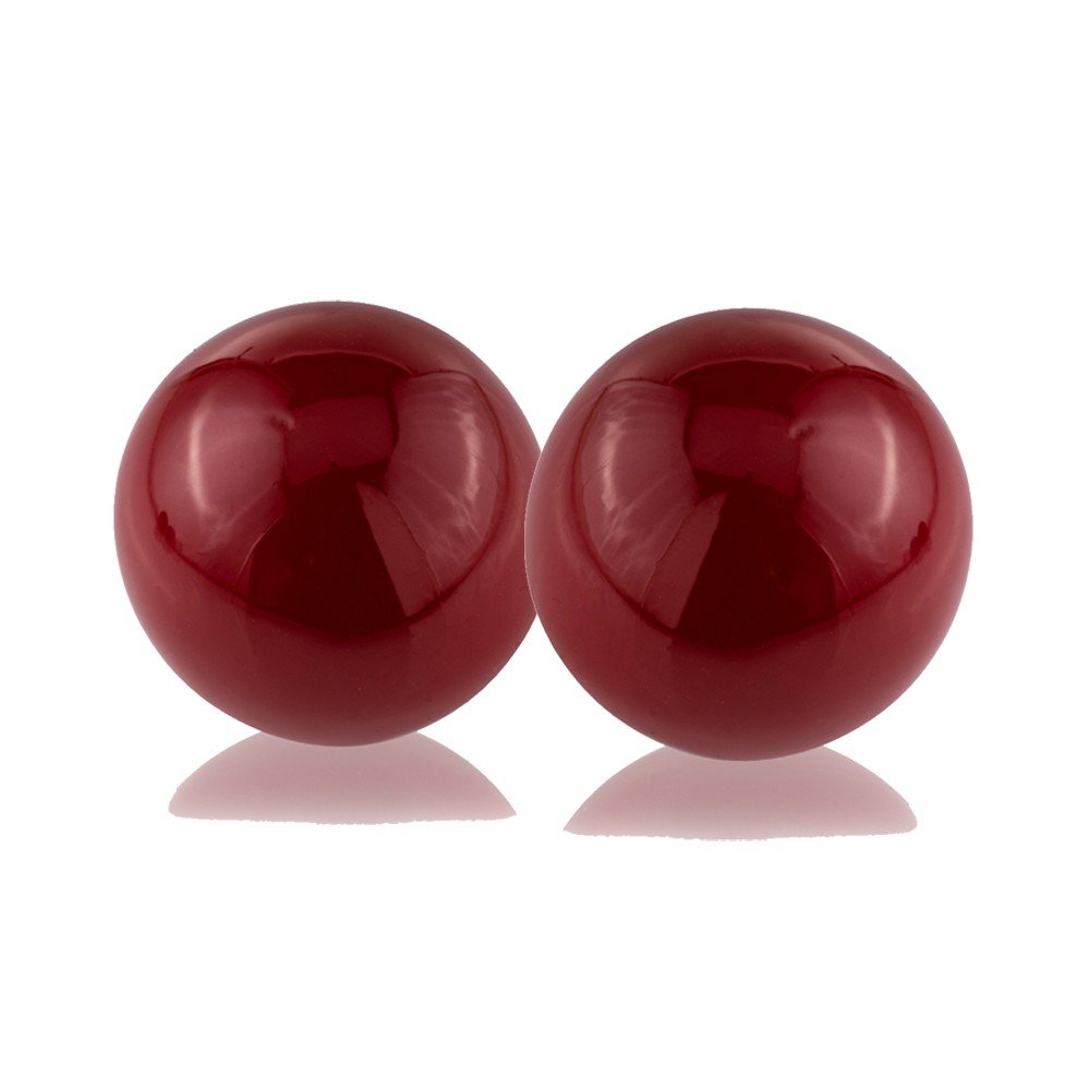 Set of Two Yellow Aluminum Decorative Orbs on a white background