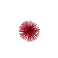 6" Red Metal Spiky Sphere. Sculpture isolated on a plain white background, in a red metal finish.