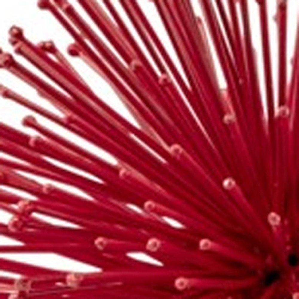 6" Red Metal Spiky Sphere. Sculpture in red metal.