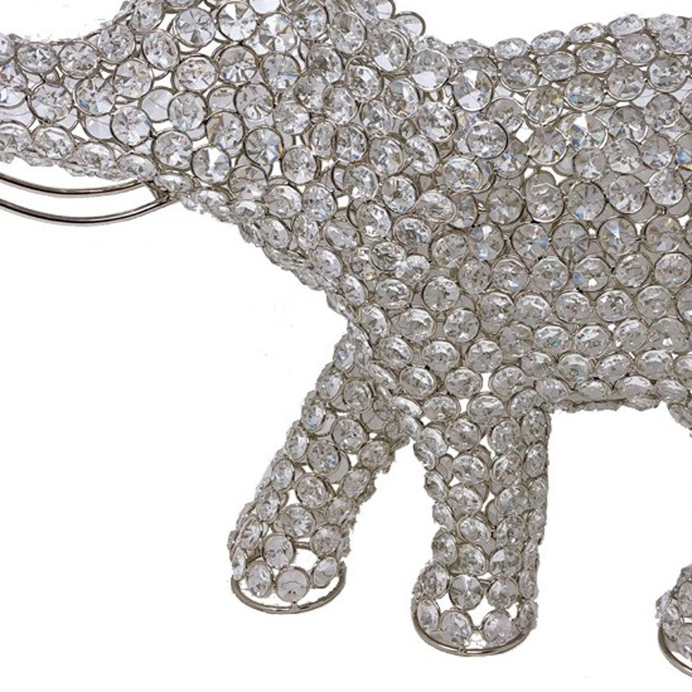 15" Silver Faux Crystal and Silver Tabletop Sculpture. Sculpture isolated on a plain white background, showing a silver crystal surface.
