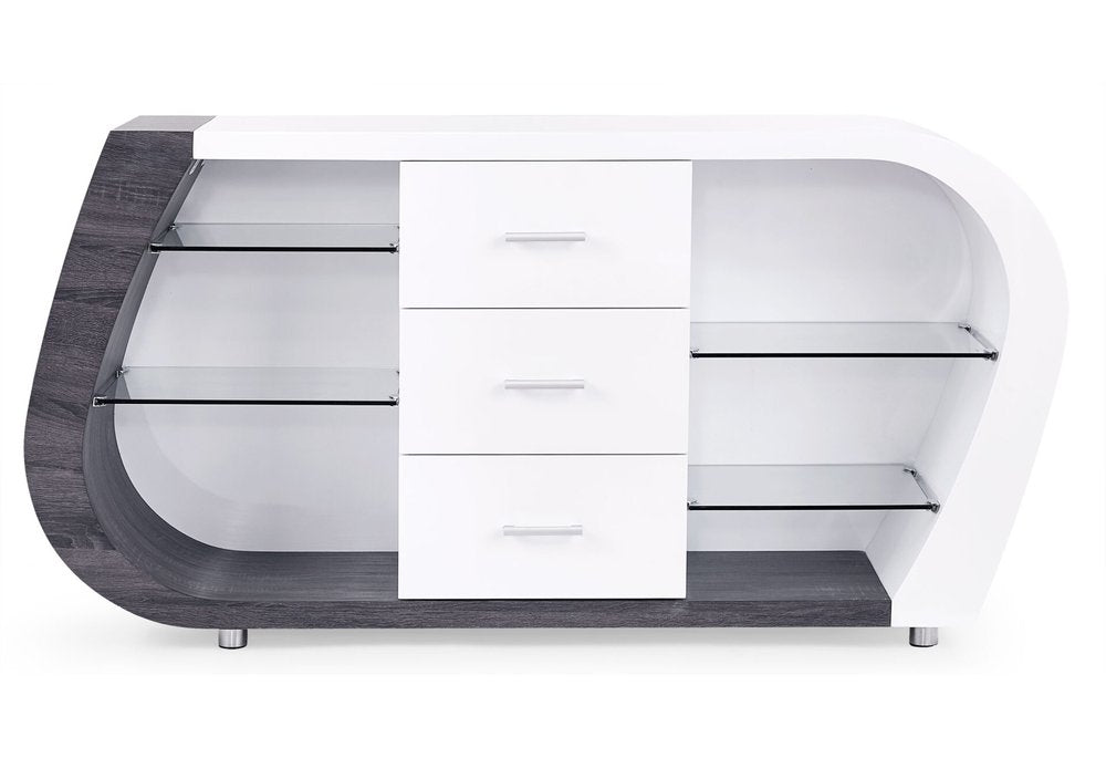 White And Grey Multi Tone Buffet With 3 Drawers on a white background