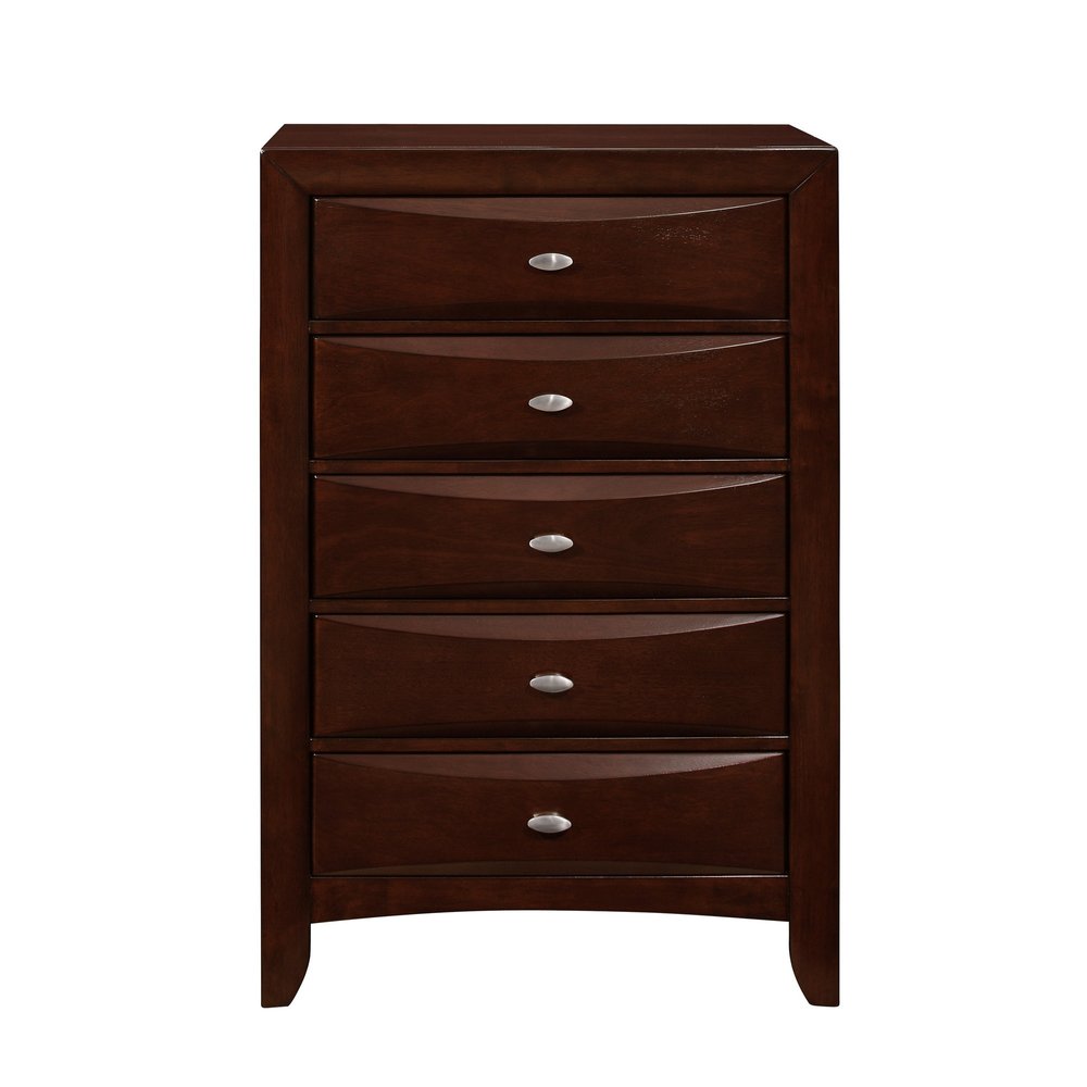 New Merlot Chest With 5 Chambared Drawer on a white background