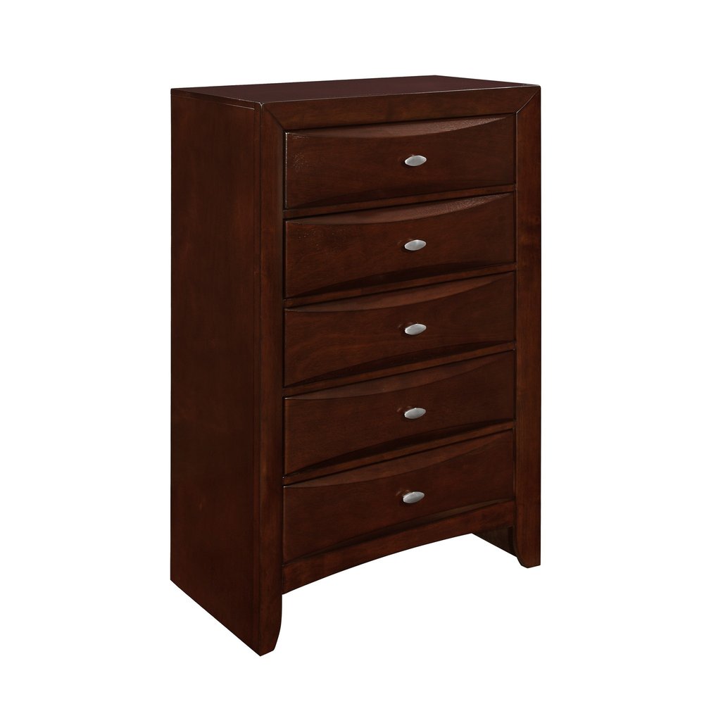 New Merlot Chest With 5 Chambared Drawer on a white background