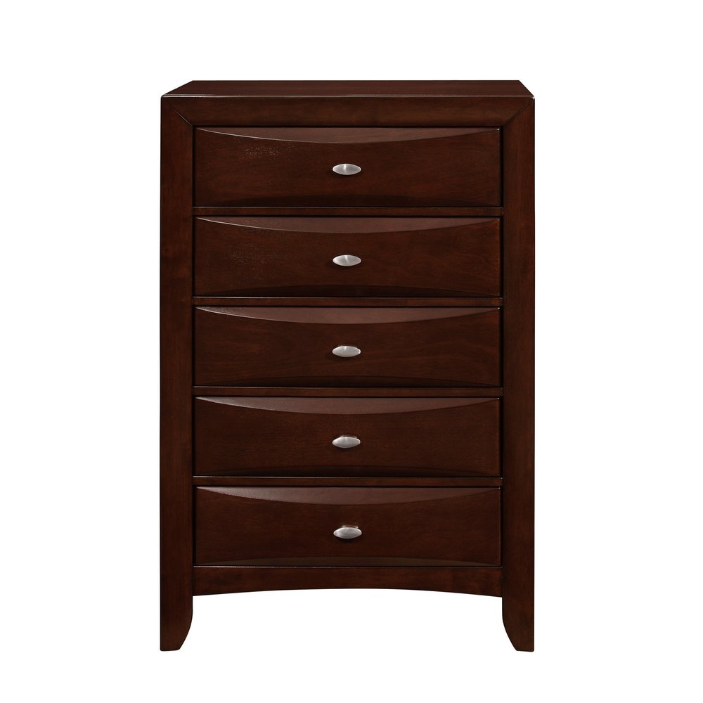 New Merlot Chest With 5 Chambared Drawer on a white background