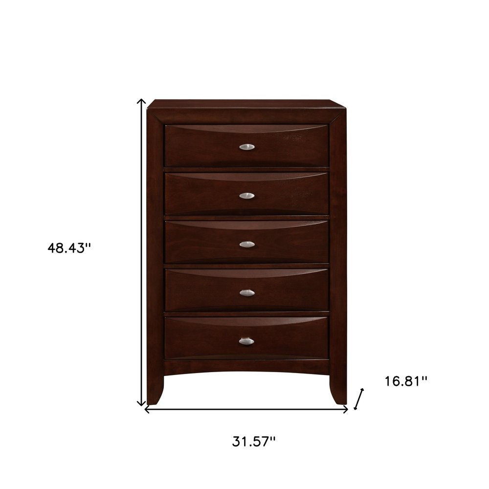 New Merlot Chest With 5 Chambared Drawer on a white background